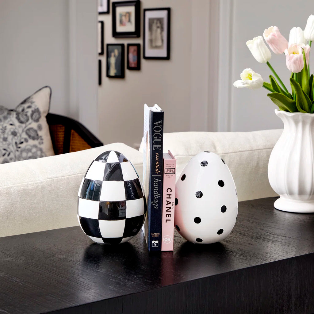 6" Resin Polka Dot and Check Easter Egg (Set of 2)