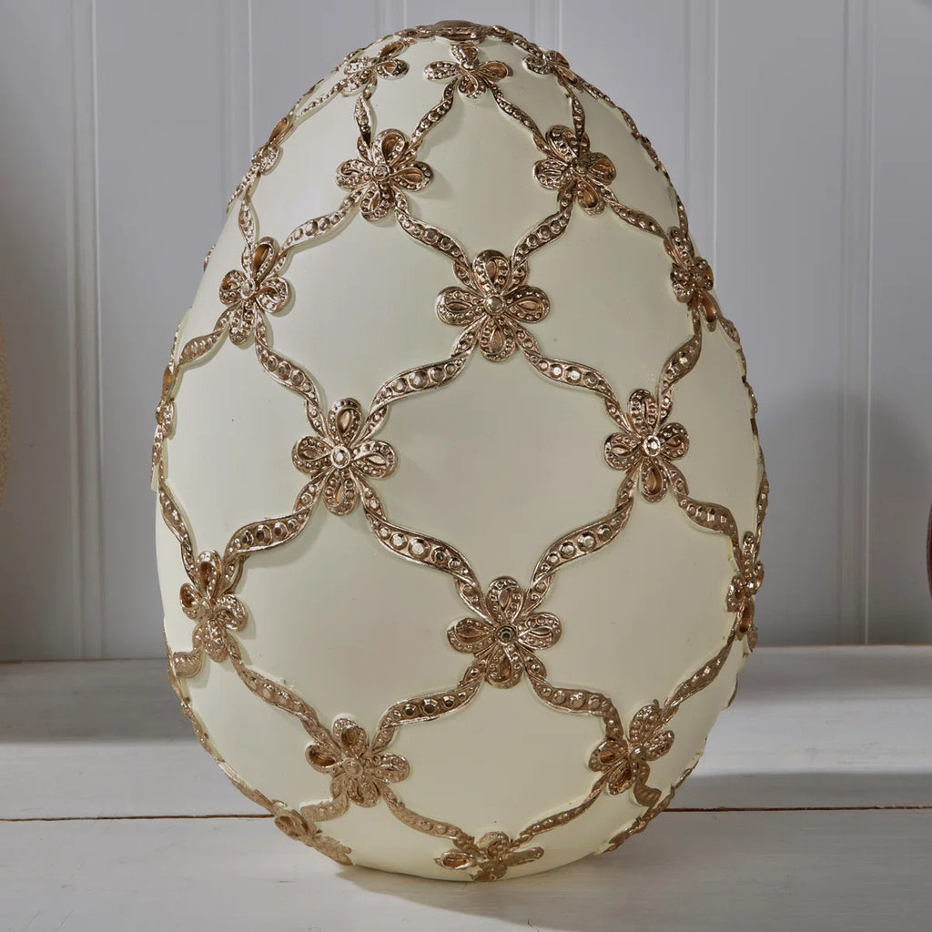 9" Resin Gilded Lattice Egg