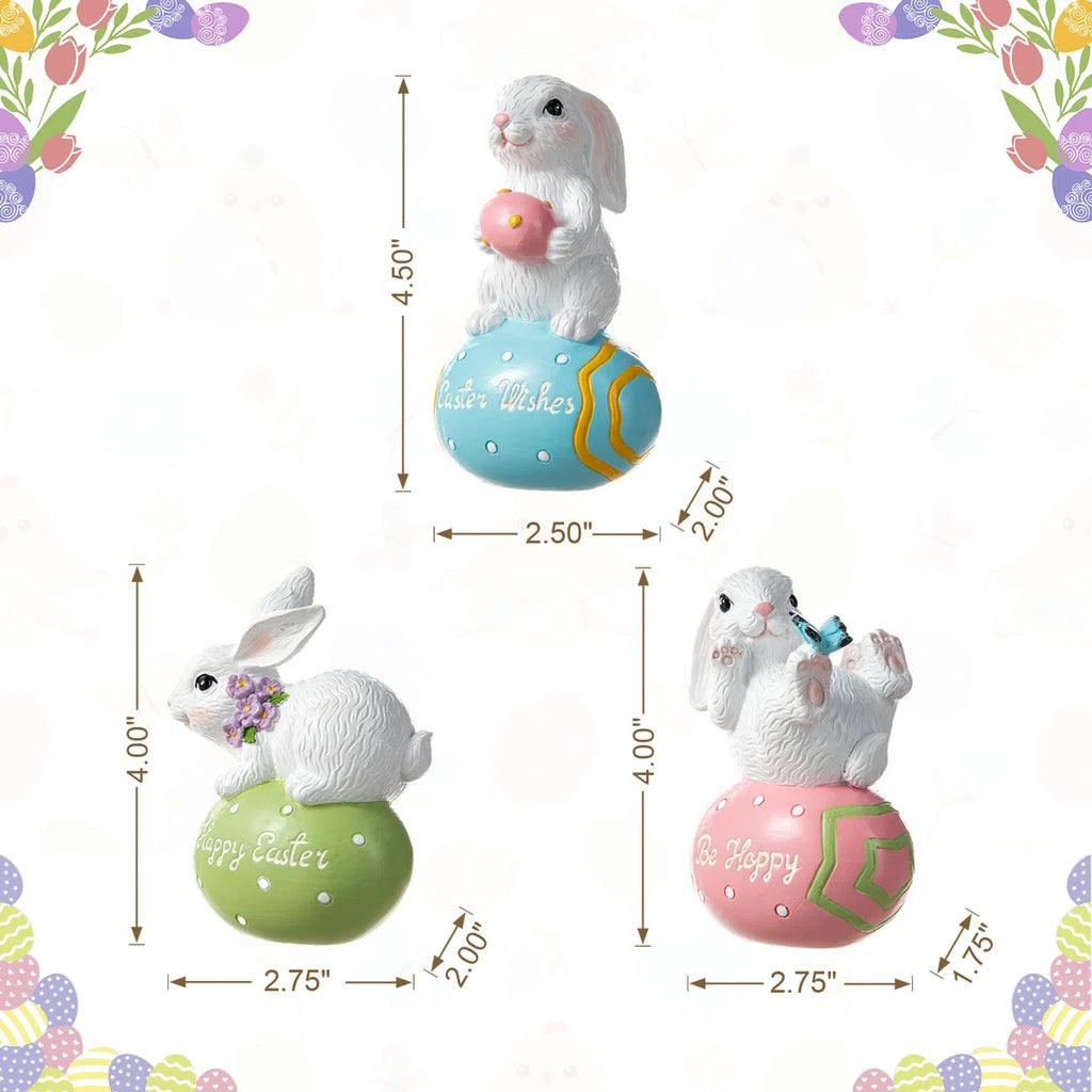 3 - Piece 4.5"H Easter Resin Bunny Table Decor