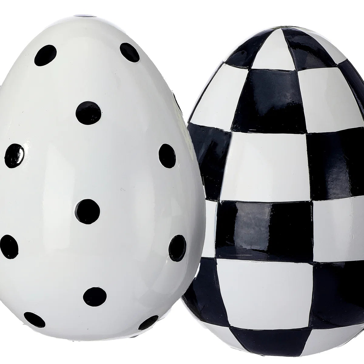 6" Resin Polka Dot and Check Easter Egg (Set of 2)
