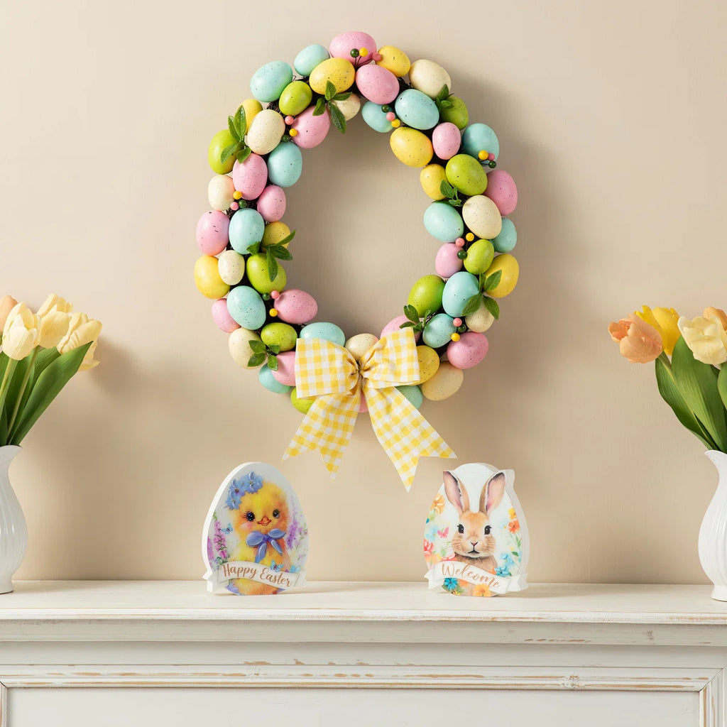 18"D Easter Egg Shaped Eggs Wreath