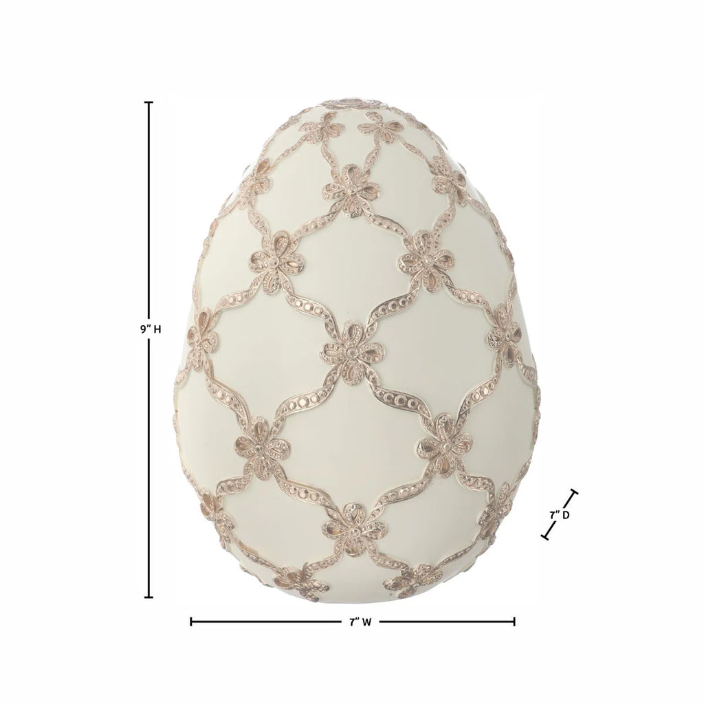 9" Resin Gilded Lattice Egg