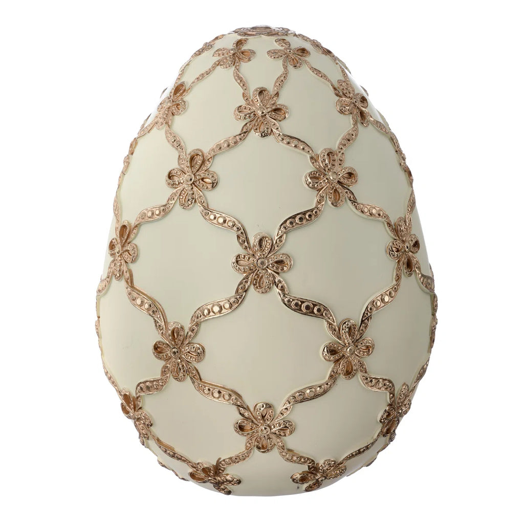 9" Resin Gilded Lattice Egg