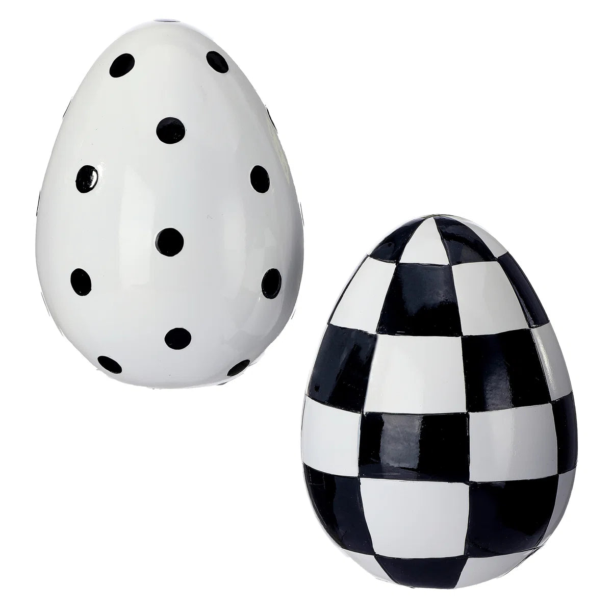 6" Resin Polka Dot and Check Easter Egg (Set of 2)